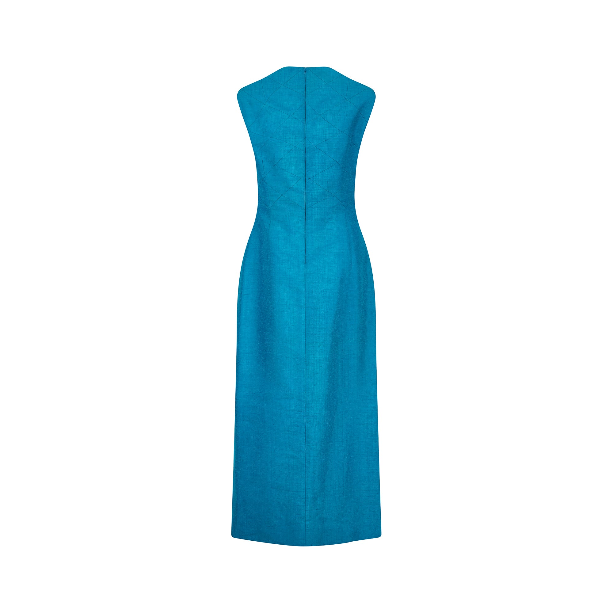 1960s Tony Armstrong Raw Silk Turquoise Dress