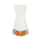 1960s White Linen Mod Dress with Large Floral Appliques