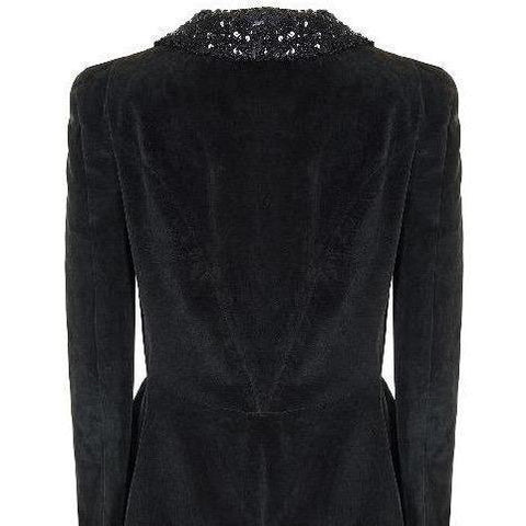1960s Biba Early Woven Label Black Velvet and Sequin Lapel Jacket