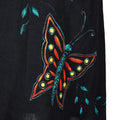 1960s Black Linen Hand Painted Butterfly Print Dress