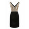 1960s Black Velvet and Gold Lamé Cocktail Dress With Bow Detail