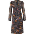 1960s British Couture Grey Floral Silk Chiffon Vintage Dress