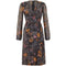 1960s British Couture Grey Floral Silk Chiffon Vintage Dress