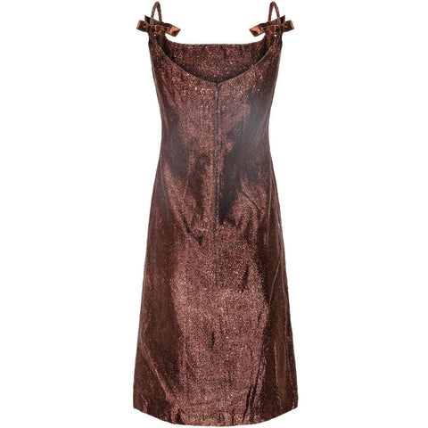 1960s Bronze Tinsel Fabric Dress