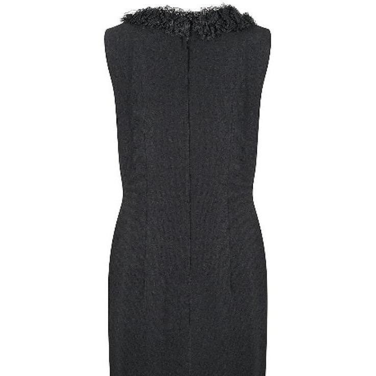 1960s Carnegie Black Crepe Wrap Over Lace Ruffle Hem Dress