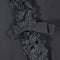 1960s Carnegie Black Crepe Wrap Over Lace Ruffle Hem Dress