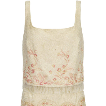 ARCHIVE: 1960s Cream and Peach Beaded Cocktail Dress