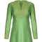 1960s Emerald Green Silk Gino Charles Beaded Rhinestone Dress