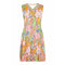 1960s Floral Print Linen Dress With Grossgrain Trim