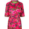 1960s French Couture Floral Satin Print Dress Suit