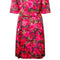 1960s French Couture Floral Satin Print Dress Suit