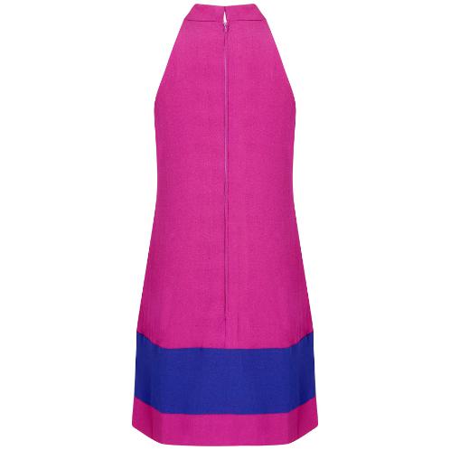 1960s French Crepe Pink & Purple Trapeze Dress