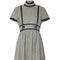 1960s Geoffrey Beene Grey Wool and Black Ribbon Trim Dress