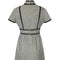 1960s Geoffrey Beene Grey Wool and Black Ribbon Trim Dress