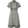 1960s Geoffrey Beene Grey Wool and Black Ribbon Trim Dress