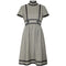 1960s Geoffrey Beene Grey Wool and Black Ribbon Trim Dress