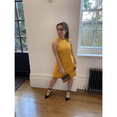 ARCHIVE - 1960s Geoffrey Beene Mustard Yellow Linen Mod Dress