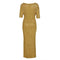 1960s Gold Ochre Ribbon Work Wiggle Dress With Bow Detail