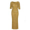 1960s Gold Ochre Ribbon Work Wiggle Dress With Bow Detail