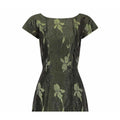 1960s Green Floral Metallic Brocade Dress