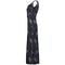 1960s Grey Metallic Brocade Evening Gown With Cross Over Detail