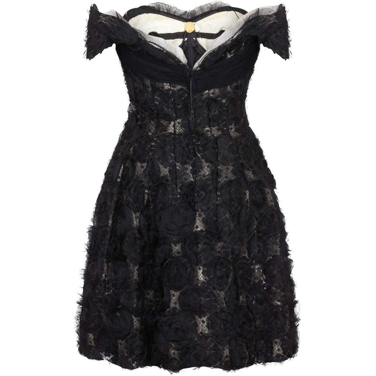 1960s Hardy Amies Couture Silk Organza Dress with Hand Made Net Flowers
