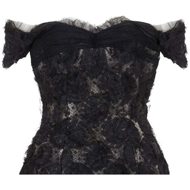 1960s Hardy Amies Couture Silk Organza Dress with Hand Made Net Flowers