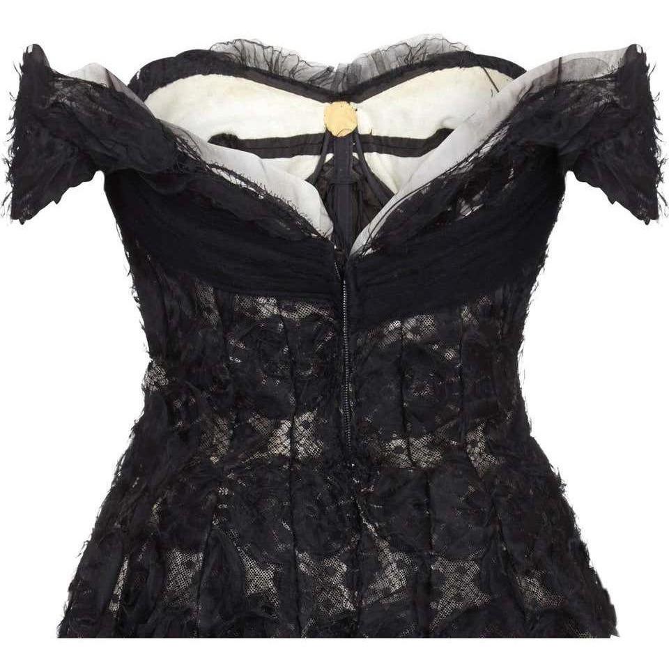 1960s Hardy Amies Couture Silk Organza Dress with Hand Made Net Flowers