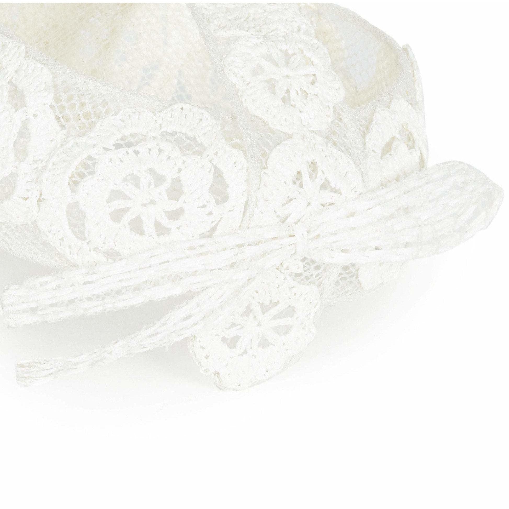 1960s Italian White Raffia Bridal Cap With Floral Design