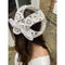 1960s Italian White Raffia Bridal Cap With Floral Design