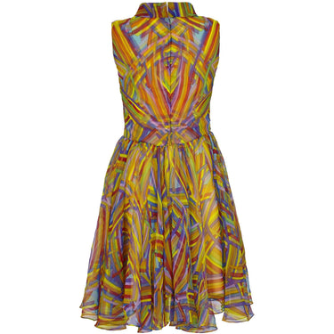 ARCHIVE - 1960s Jack Bryan Multi-coloured Chiffon Dress With Roll Neck Detail