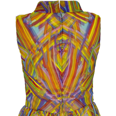 ARCHIVE - 1960s Jack Bryan Multi-coloured Chiffon Dress With Roll Neck Detail