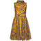 1960s Jack Bryan Multi-coloured Chiffon Dress With Roll Neck Detail