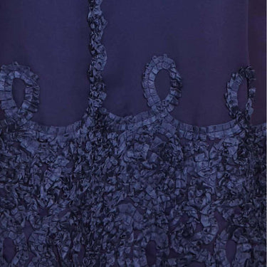 1960s Jean Varon Midnight Blue Evening Gown With Ruffle Detail