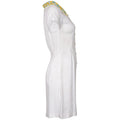 1960s Jennifer Lee Irish Linen White Floral Embroidered Dress