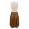 1960s Jeunesse Nude, Tan and Turquoise Chiffon Dress With Cowl Neckline
