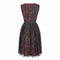 1960s Lang Originals Black and Red Lace and Plaid Print Dress