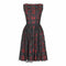 1960s Lang Originals Black and Red Lace and Plaid Print Dress