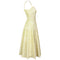 1960s Lemon Yellow Tiered Pleated Spaghetti Strap Dress