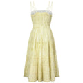 1960s Lemon Yellow Tiered Pleated Spaghetti Strap Dress