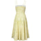 1960s Lemon Yellow Tiered Pleated Spaghetti Strap Dress