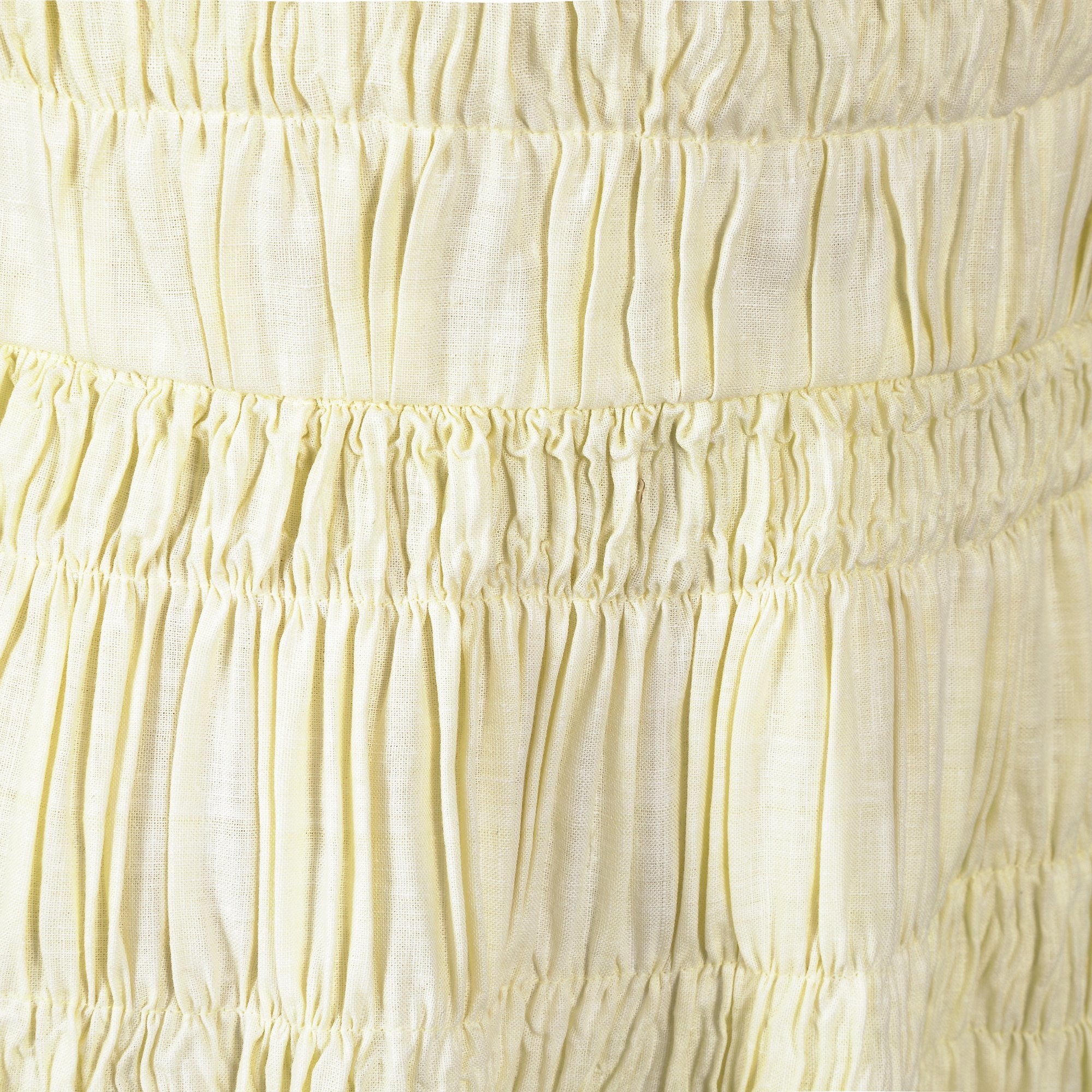 1960s Lemon Yellow Tiered Pleated Spaghetti Strap Dress