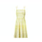 1960s Lemon Yellow Tiered Pleated Spaghetti Strap Dress