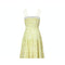 1960s Lemon Yellow Tiered Pleated Spaghetti Strap Dress
