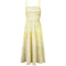 1960s Lemon Yellow Tiered Pleated Spaghetti Strap Dress