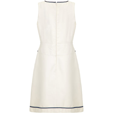 ARCHIVE - 1960s Louis Feraud For Rembrandt White Mini Dress With Navy Appliqué