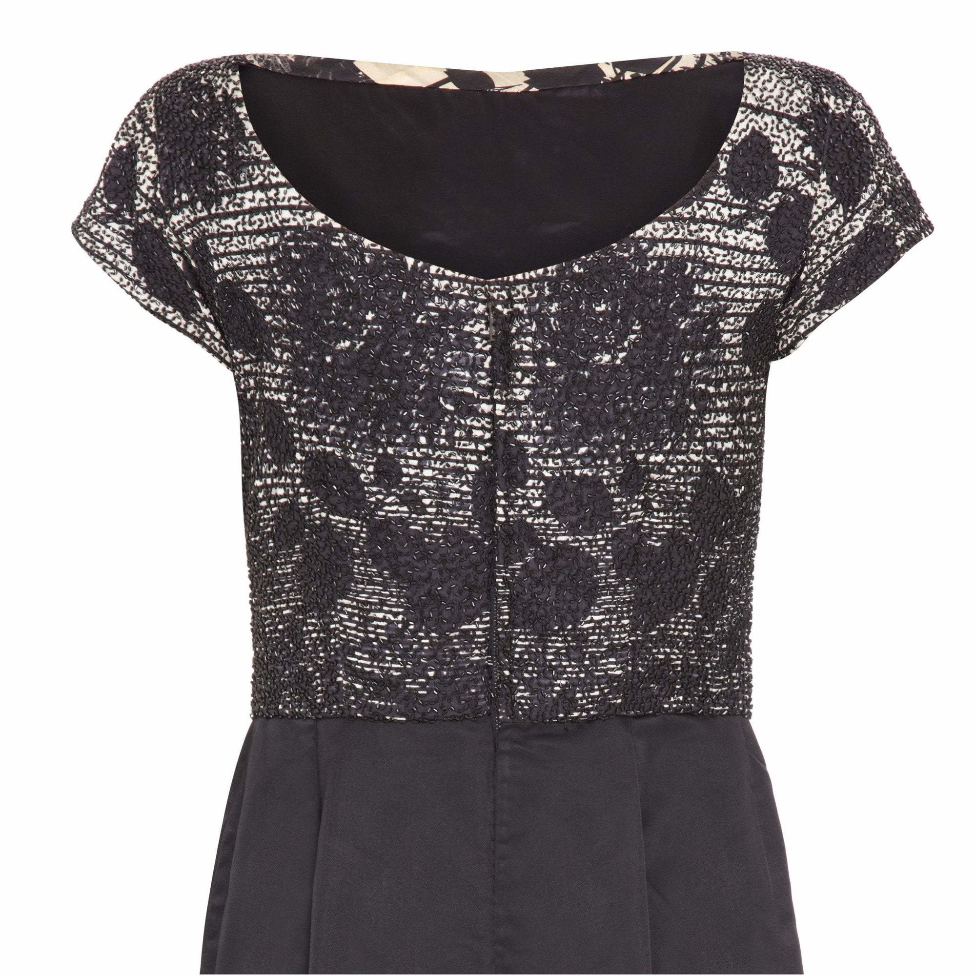 1960s Monochrome Beaded Bodice Dress