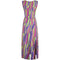 1960s Multicoloured Abstract Print Demi Couture Maxi Dress With Broad Tassel Hem