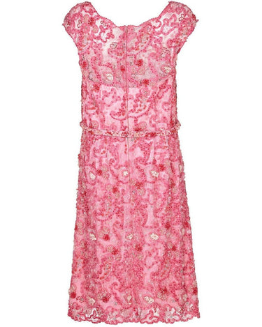 1960s Norman Hartnell Couture Pink Beaded Dress Owned by Dame Barbara Cartland