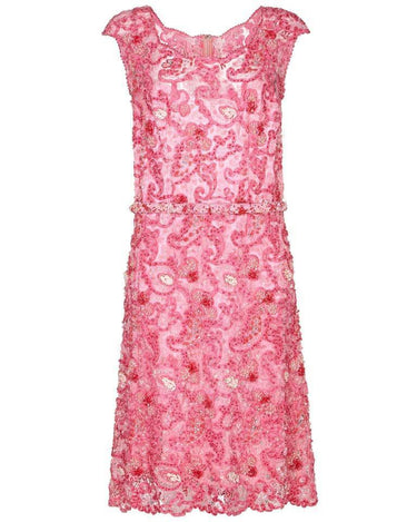 1960s Norman Hartnell Couture Pink Beaded Dress Owned by Dame Barbara Cartland
